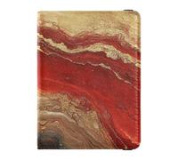 Leather Passport and Vaccine Card Wallet Combo Passport Case Travel Documents Wallet Passport Holder for Men and Women Waterproof, Red And gold marble texture, One Size, Modern