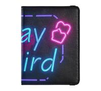 Leather Passport and Vaccine Card Wallet Combo Travel Documents Organizer Protector Passport Cover Holder Wallet Case for Men and Women Waterproof, Stay Weird style, One Size, Modern