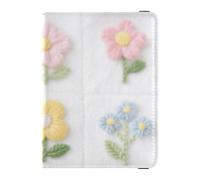 Leather Passport and Vaccine Card Wallet Combo Travel Documents Organizer Protector Passport Cover Holder Wallet Case for Men and Women Waterproof, Colorful Checkered Flower Design, One Size, Modern