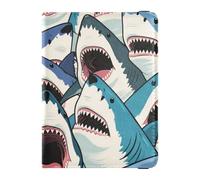 Leather Passport and Vaccine Card Wallet Combo Travel Documents Organizer Protector Passport Cover Holder Wallet Case for Men and Women Waterproof, Shark Blue Pattern, One Size, Modern