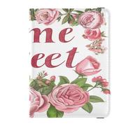 Leather Passport and Vaccine Card Wallet Combo Travel Documents Organizer Protector Passport Cover Holder Wallet Case for Men and Women Waterproof, Sweet Home floral peach green white, One Size