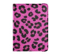 Leather Passport and Vaccine Card Wallet Combo Travel Documents Organizer Protector Passport Cover Holder Wallet Case for Men and Women Waterproof, Fake Glitter Leopard print rose red, One Size