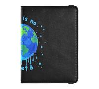 Leather Passport and Vaccine Card Wallet Combo Travel Documents Organizer Protector Passport Cover Holder Wallet Case for Men and Women Waterproof, There is no Planet B Dripping paint art, One Size
