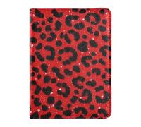 Leather Passport and Vaccine Card Wallet Combo Travel Documents Organizer Protector Passport Cover Holder Wallet Case for Men and Women Waterproof, Fake Glitter Leopard print red, One Size, Modern