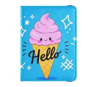 Leather Passport and Vaccine Card Wallet Combo Travel Documents Organizer Protector Passport Cover with RFID Blocking for Women and Men Waterproof, Hello Cartoon cute ice cream, One Size, Modern