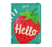 Leather Passport and Vaccine Card Wallet Combo Travel Documents Organizer Protector Passport Cover with RFID Blocking for Women and Men Waterproof, Hello Cartoon cute red strawberry 1, One Size