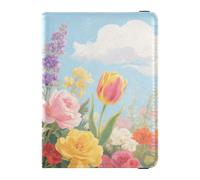 Leather Passport and Vaccine Card Wallet Combo Travel Documents Organizer Protector Passport Holder Combo with Vaccine Card Slot for Travel Essential Waterproof, Flower Bouquet Delight, One Size