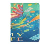 Leather Passport and Vaccine Card Wallet Combo Travel Documents Organizer Protector Passport Holder for Women and Men Waterproof, hand gesture MY LIFE, One Size, Modern