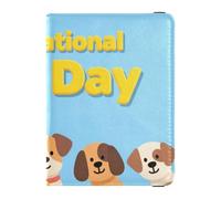 Leather Passport and Vaccine Card Wallet Combo Travel Documents Organizer Protector Passport Holder Combo with Vaccine Card Slot for Travel Essential Waterproof, cartoon cute international dog day