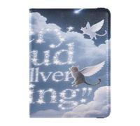 Leather Passport and Vaccine Card Wallet Combo Travel Documents Organizer Protector Passport Holder for Women and Men Waterproof, every cloud has a silver lining animal cat, One Size, Modern