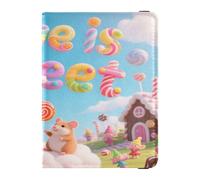 Leather Passport and Vaccine Card Wallet Combo Travel Documents Organizer Protector Passport Holder for Women and Men Waterproof, Love is sweet animal colorful, One Size, Modern