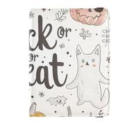 Leather Passport and Vaccine Card Wallet Combo Travel Documents Organizer Protector Passport Holder for Women and Men Waterproof, Cute doodle drawings Trick or Treat Ivory, One Size, Modern