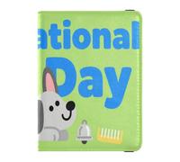 Leather Passport and Vaccine Card Wallet Combo Travel Documents Organizer Protector Passport Holder Combo with Vaccine Card Slot for Travel Essential Waterproof, international dog day, One Size