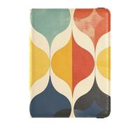 Leather Passport and Vaccine Card Wallet Combo Travel Documents Organizer Protector Passport Holder for Travel Essential Waterproof, Retro Color Wave Pattern, One Size, Modern
