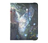 Leather Passport and Vaccine Card Wallet Combo Travel Documents Organizer Protector Passport Holder Combo with Vaccine Card Slot for Travel Essential Waterproof, Fairy Safari Fantasy Art, One Size