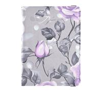 Leather Passport and Vaccine Card Wallet Combo Travel Documents Organizer Protector Passport Holder for Travel Essential Waterproof, Purple Rose Floral Print, One Size, Modern