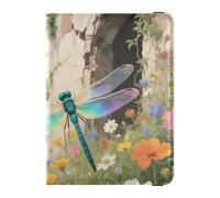 Leather Passport and Vaccine Card Wallet Combo Travel Documents Organizer Protector Passport Holder Combo with Vaccine Card Slot for Travel Essential Waterproof, Dragonfly Castle Garden, One Size