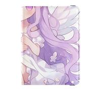 Leather Passport and Vaccine Card Wallet Combo Travel Documents Organizer Protector Passport Holder for Travel Essential Waterproof, Purple - Haired Fairy Girl Print, One Size, Modern