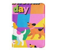 Leather Passport and Vaccine Card Wallet Combo Travel Documents Organizer Protector Passport Holder Combo with Vaccine Card Slot for Travel Essential Waterproof, cartoon happy dogs party, One Size