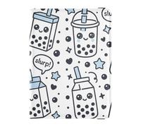 Leather Passport and Vaccine Card Wallet Combo Travel Documents Organizer Protector Passport Holder Case for Men and Women Waterproof, Cute Boba Tea Stars, One Size, Modern