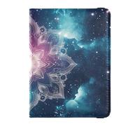 Leather Passport and Vaccine Card Wallet Combo Travel Documents Organizer Protector Passport Holder Combo with Vaccine Card Slot for Travel Essential Waterproof, Mandala Galaxy Art, One Size, Modern