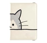 Leather Passport and Vaccine Card Wallet Combo Travel Passport Wallet Passport Cover with RFID Blocking for Men and Women Waterproof, Cat Peek White Art, One Size, Modern