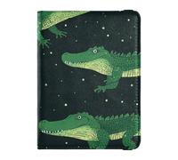 Leather Passport and Vaccine Card Wallet Combo Travel Passport Wallet Passport Holder Case for Men and Women Waterproof, Green Alligator Repeat Art, One Size, Modern
