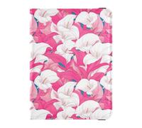 Leather Passport and Vaccine Card Wallet Combo Travel Passport Wallet Passport Holder Case for Travel Essential Waterproof, Pink And White Calla Lily Pattern, One Size, Modern