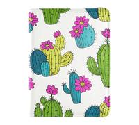 Leather Passport and Vaccine Card Wallet Combo Travel Passport Wallet Passport Holder Combo with Vaccine Card Slot for Men and Women Waterproof, Cactus Flower Colorful Pattern, One Size, Modern