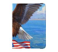 Leather Passport and Vaccine Card Wallet Combo Travel Passport Wallet Passport Holder Combo with Vaccine Card Slot for Men and Women Waterproof, Sky Sovereign Flag Art Print, One Size, Modern