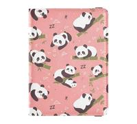 Leather Passport and Vaccine Card Wallet Combo Travel Passport Wallet Passport Holder Combo with Vaccine Card Slot for Men and Women Waterproof, Panda Oriental Cane Blush Pattern, One Size, Modern