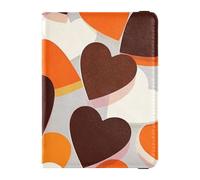 Leather Passport and Vaccine Card Wallet Combo Travel Passport Wallet Passport Holder for Men and Women Waterproof, Heart Orange Brown Pattern, One Size, Modern