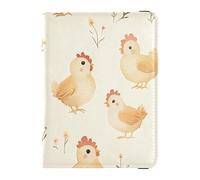 Leather Passport and Vaccine Card Wallet Combo Travel Passport Wallet Passport Holder for Men and Women Waterproof, Chicken Yellow Pattern, One Size, Modern