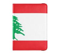 Leather Passport and Vaccine Card Wallet Combo Travel Passport Wallet Passport Holder for Women and Men Waterproof, Lebanon Flag, One Size, Modern