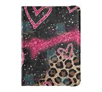 Leather Passport and Vaccine Card Wallet Combo Travel Passport Wallet With Vaccination Card Slot Passport Cover with RFID Blocking for Men and Women Waterproof, Leopard Heart Blush Pattern, One Size