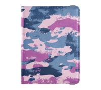 Leather Passport and Vaccine Card Wallet Combo Travel Passport Wallet With Vaccination Card Slot Passport Cover Holder Wallet Case for Men and Women Waterproof, Denim Blue Camouflage, One Size, Modern