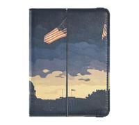 Leather Passport and Vaccine Card Wallet Combo Travel Passport Wallet With Vaccination Card Slot Passport Holder Case for Men and Women Waterproof, Flags at Half - Mast Scene, One Size, Modern