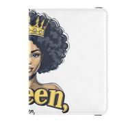 Leather Passport and Vaccine Card Wallet Combo Travel Passport Wallet With Vaccination Card Slot Passport Cover with RFID Blocking for Women and Men Waterproof, Afro Queen Crown Graphic Rainbow Flower