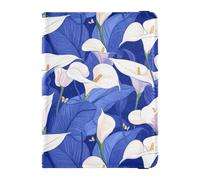 Leather Passport and Vaccine Card Wallet Combo Travel Passport Wallet With Vaccination Card Slot Passport Holder Case for Women and Men Waterproof, Lily Blue Pattern, One Size, Modern