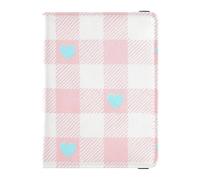 Leather Passport and Vaccine Card Wallet Combo Travel Passport Wallet With Vaccination Card Slot Passport Holder Case for Women and Men Waterproof, Gingham Heart Pattern, One Size, Modern