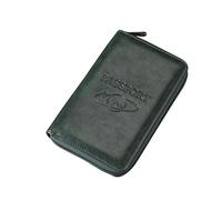 Leather Passport Bag Portable Carry-On Wallet Boarding Card Bag, Passport Holder Protective Cover for Traveling Abroad, DARK GREEN, Travel