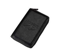 Leather Passport Bag Portable Carry-On Wallet Boarding Card Bag, Passport Holder Protective Cover for Traveling Abroad, BLACK, Travel