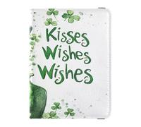 Leather Passport Card Holder Cover Combo Lightweight Vaccine Case Protector Cover for Family Vacation Badge ID Vaccine Card Holder Wallet Travel St.Patrick's Kisses Wishes, St.Patrick's kisses wishes,