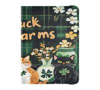 Leather Passport Card Holder Cover Combo Ultra Slim Passport Case for Women Men Family Badge ID Vaccine Card Holder Wallet Travel St.Patrick's Luck Charms Cat, St.Patrick's luck charms cat, One Size,