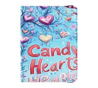 Leather Passport Card Holder Cover Combo Ultra Slim Passport Wallet for Women Men Family Cute Passport Book Travel Essentials Valentines Day Tree Love Heart Candy Hearts, Valentines Day Tree Love