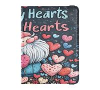 Leather Passport Card Holder Cover Combo Waterproof Card Holder Passport Case for Women Men Cute Passport Book Travel Essentials Valentines Day Florals Love Heart Gnome Candy Hearts, Valentines Day