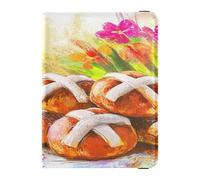 Leather Passport Card Holder Cover Combo Waterproof Wallet Passport Holder for Family Vacation Cute Passport Book Travel Essentials Happy Easter Hot Cross Buns, Happy Easter Hot Cross Buns, One Size,