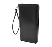 Leather Passport Documents Boarding Pass Wallet Wrist Clutch Organiser Hastings (Black)