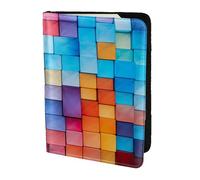 Leather Passport Holder Cover Case Abstract Mosaic Pattern2 Print Eco-Friendly Genuine Leather Travel Essentials