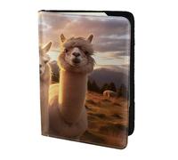 Leather Passport Holder Cover Case Alpaca Llama2 Print Eco-Friendly Genuine Leather Travel Essentials